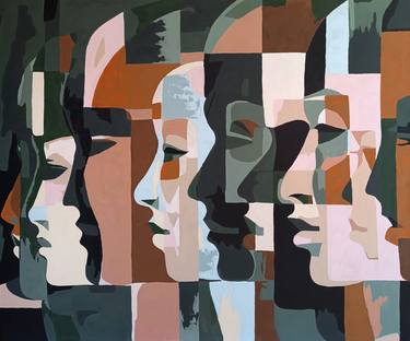 Original Cubism People Paintings by Maxim Lezarev