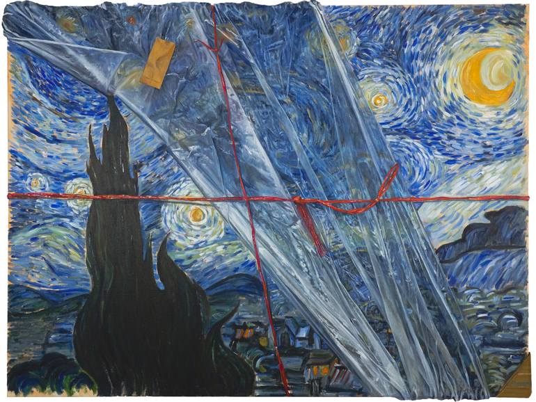 Original Landscape Painting by Phoominat Sriruengmon | Realism Art on Canvas | Starry night in the storage