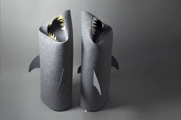 Saatchi Art Artist Jolanta Uczarczyk; Sculpture, “Goldfish & Silver Jaw Shark Felt Baskets.” #art