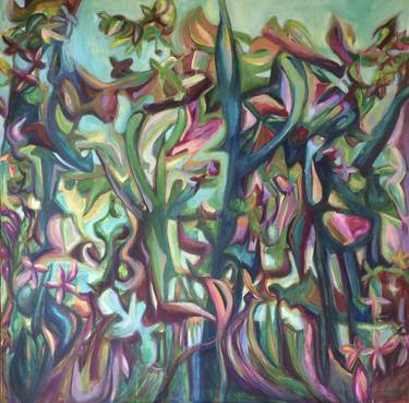 Original Expressionism Garden Paintings by nathalie pruneau