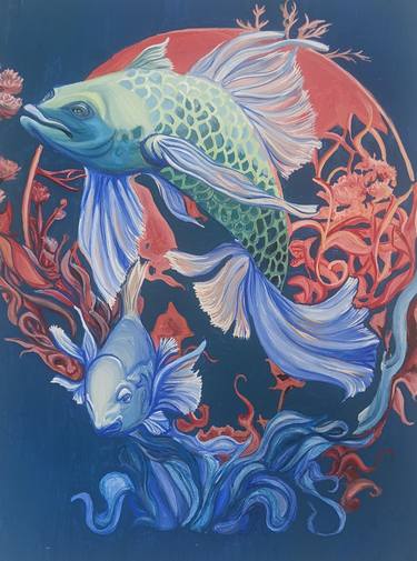 Print of Modern Fish Paintings by Kate Broderick