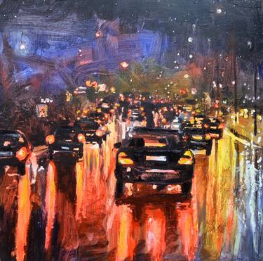 Original Figurative Cities Paintings by Juan Del Campo