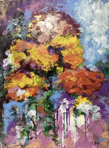 Original Abstract Expressionism Floral Painting by Eva Bazhenova