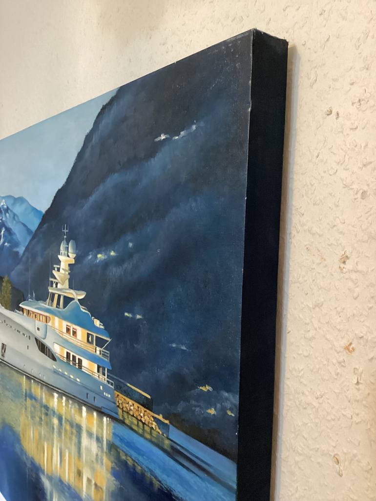 Original Realism Boat Painting by Evgenia  Bazhenova