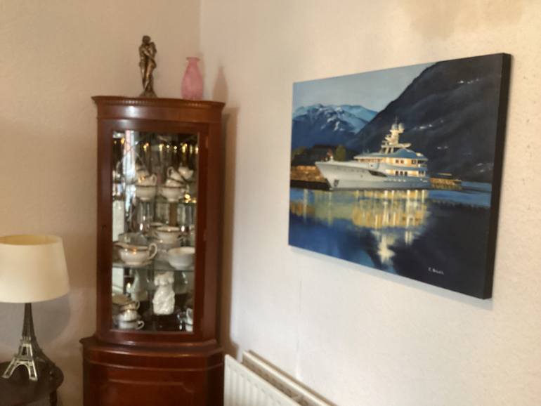 Original Realism Boat Painting by Evgenia  Bazhenova