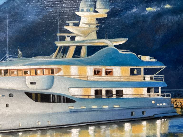 Original Realism Boat Painting by Evgenia  Bazhenova