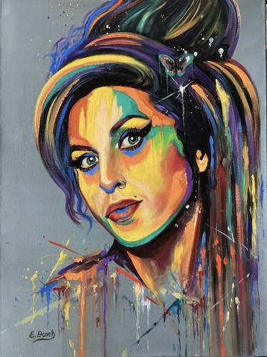 Original Abstract Expressionism Pop Culture/Celebrity Paintings by Eva Bazhenova
