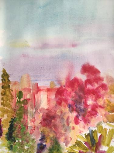 Original Abstract Expressionism Garden Drawing by Yulianna Yablokova