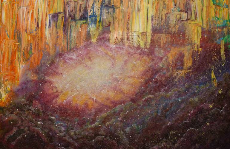 Original Abstract Expressionism Outer Space Painting by Mihaela Bozariu