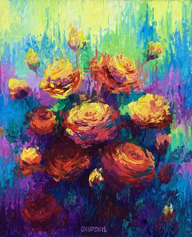 Original Abstract Expressionism Floral Paintings by OXYPOINT Oxana Kravtsova