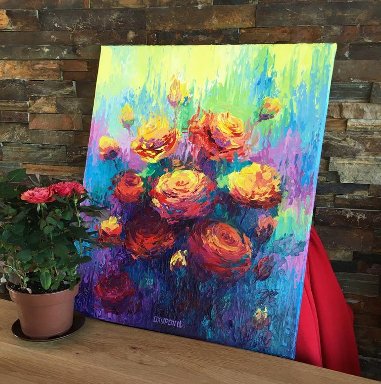 Original Abstract Expressionism Floral Painting by OXYPOINT Oxana Kravtsova