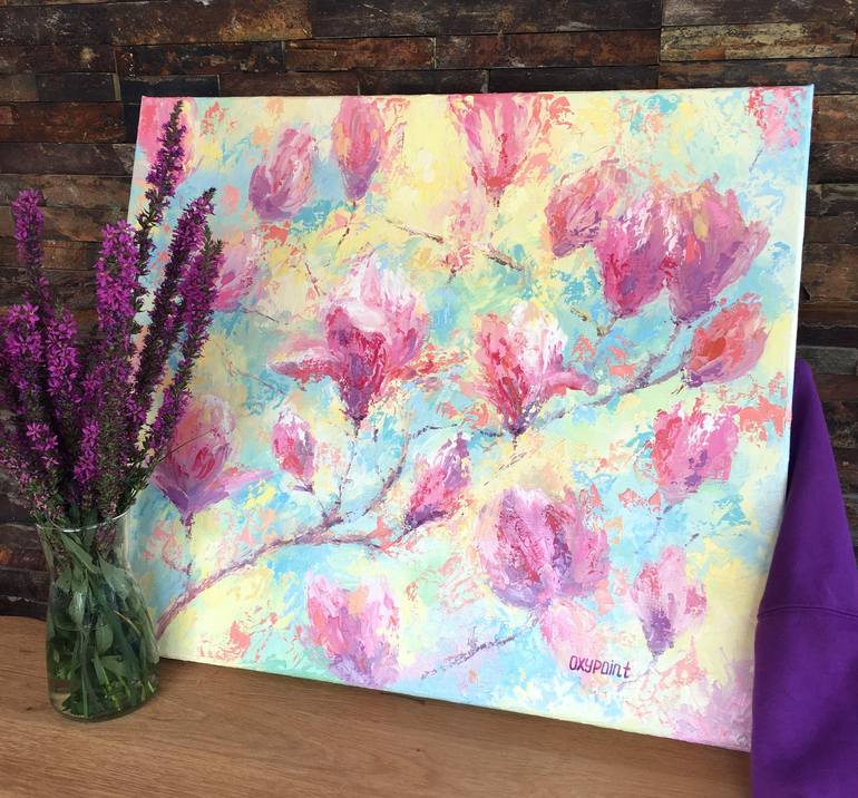 Original Abstract Expressionism Garden Painting by OXYPOINT Oxana Kravtsova