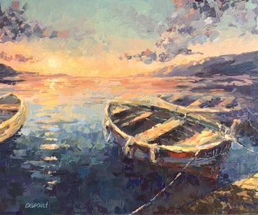 Original Fine Art Boat Paintings by OXYPOINT Oxana Kravtsova