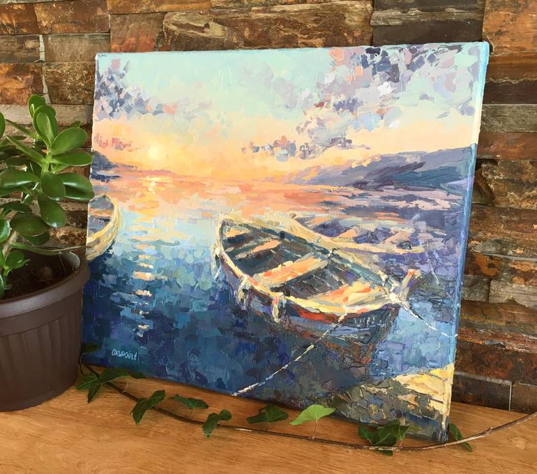 Original Contemporary Boat Painting by Oxypoint Oxana Kravtsova