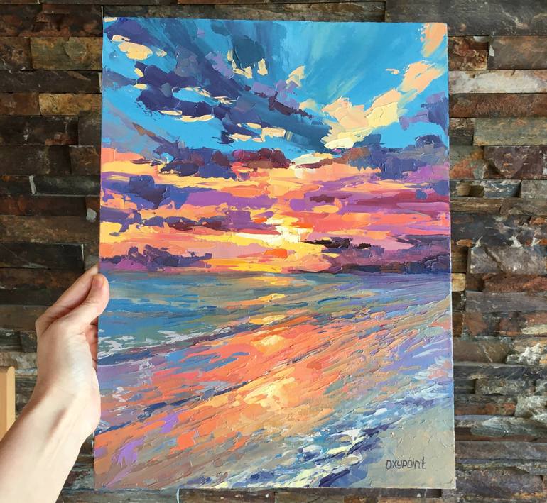 Original Abstract Seascape Painting by OXYPOINT Oxana Kravtsova
