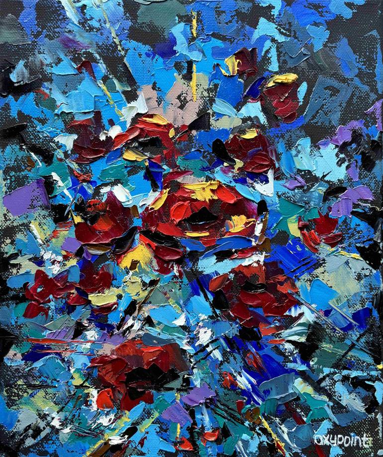 Original Abstract Floral Paintings by Oxypoint Oxana Kravtsova