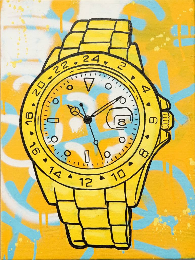 Original Abstract Painting by Golden Karats Contemporary Art on Canvas Rolex watch Gold Explorer 2 Painting Original Abstract Painting by Golden Karats Contemporary Art on Canvas Rolex watch Gold Explorer 2 Painting