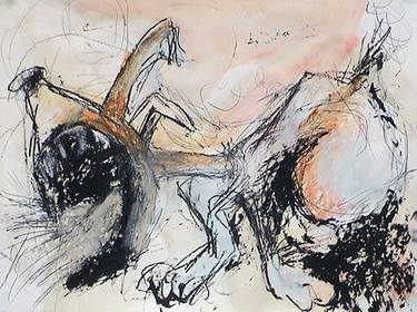 Original Abstract Expressionism Dogs Drawings by Giovanna Feola