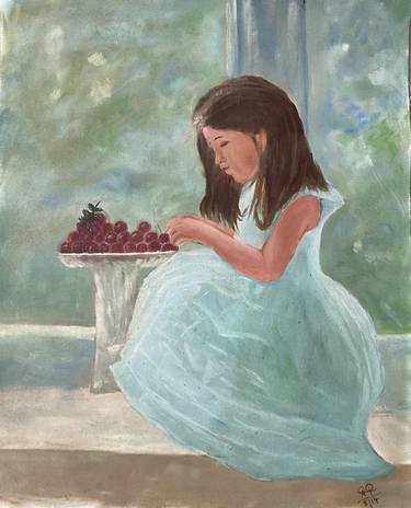 Girl with plums thumb