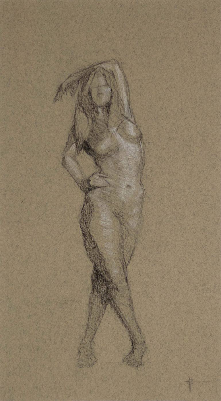 Original Impressionism Nude Drawing by Andrew Petterson