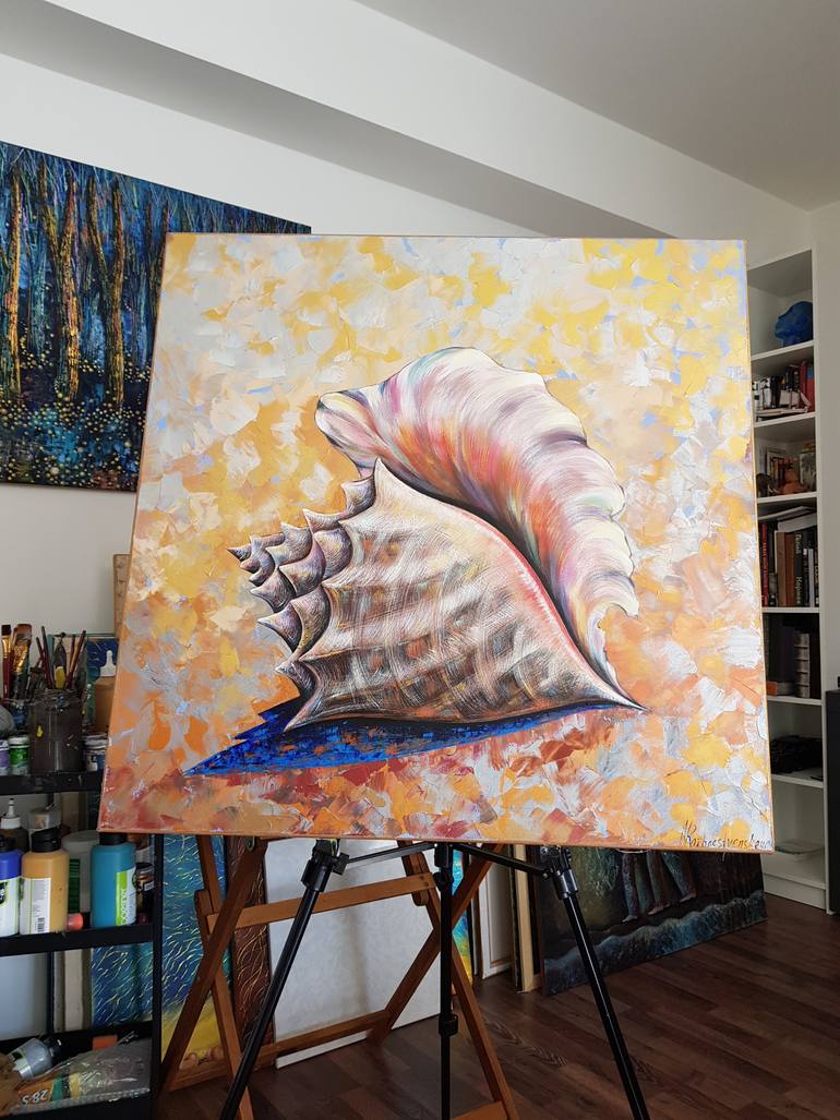 Original Art Deco Seascape Painting by Natalia Rozhdestvenskaya