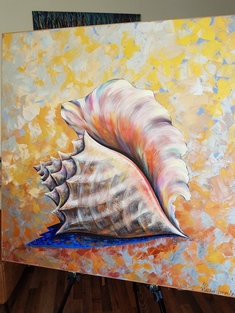 Original Art Deco Seascape Painting by Natalia Rozhdestvenskaya