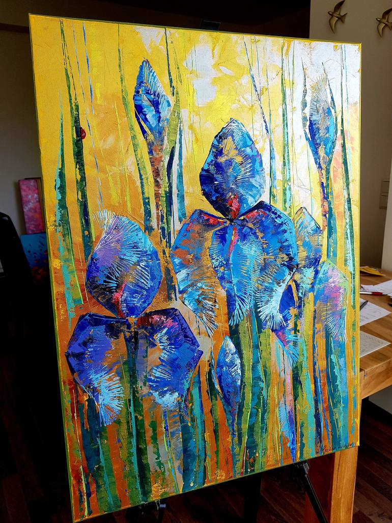 Original Art Deco Floral Painting by Natalia Rozhdestvenskaya