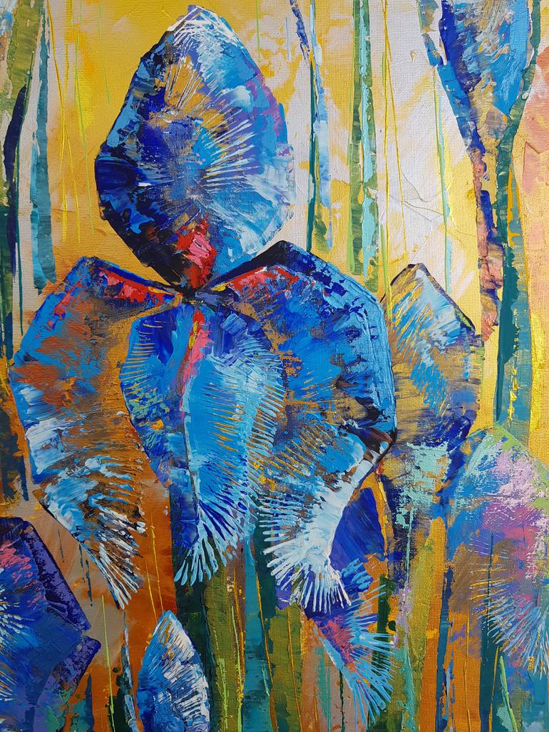 Original Art Deco Floral Painting by Natalia Rozhdestvenskaya