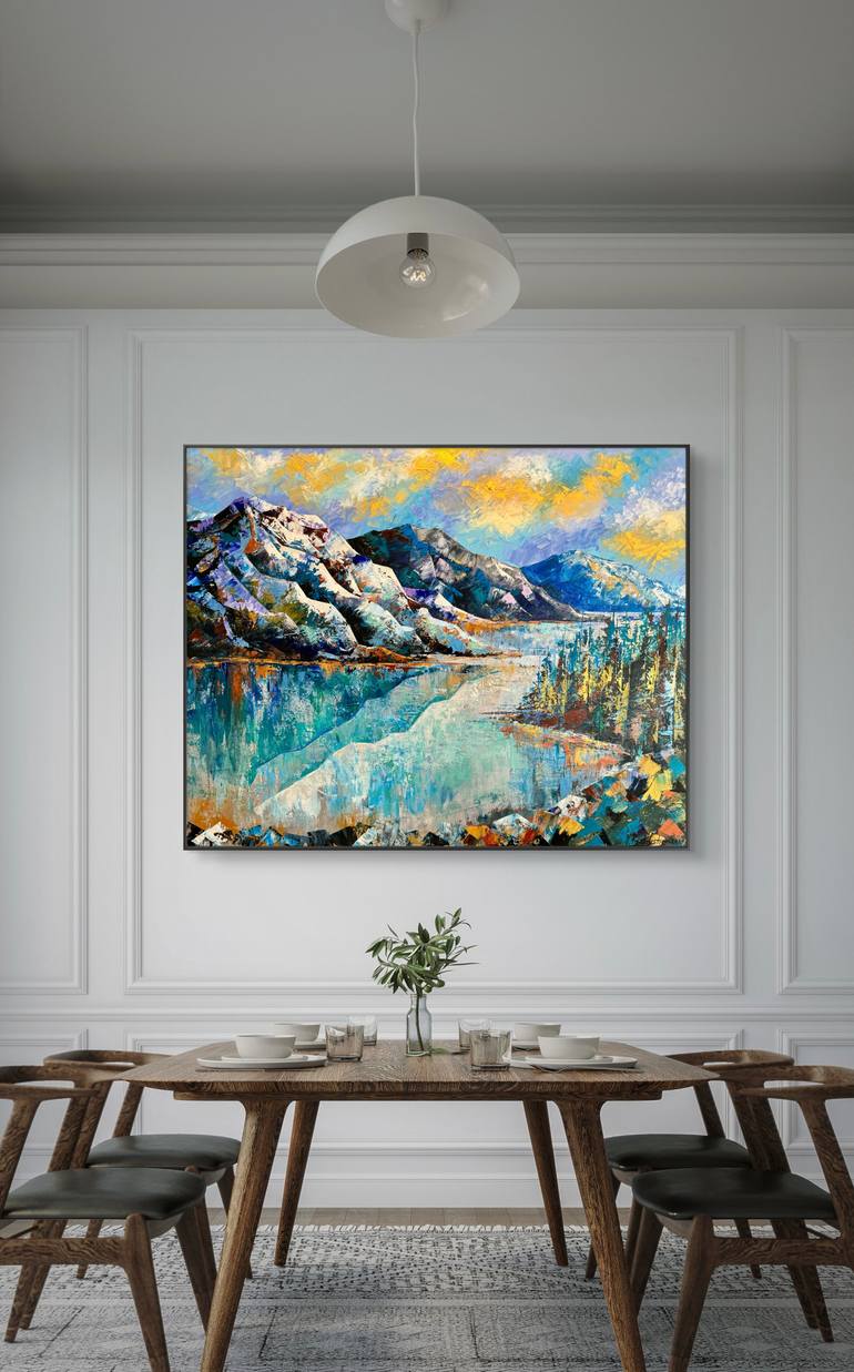 Original Art Deco Landscape Painting by Natalia Rozhdestvenskaya