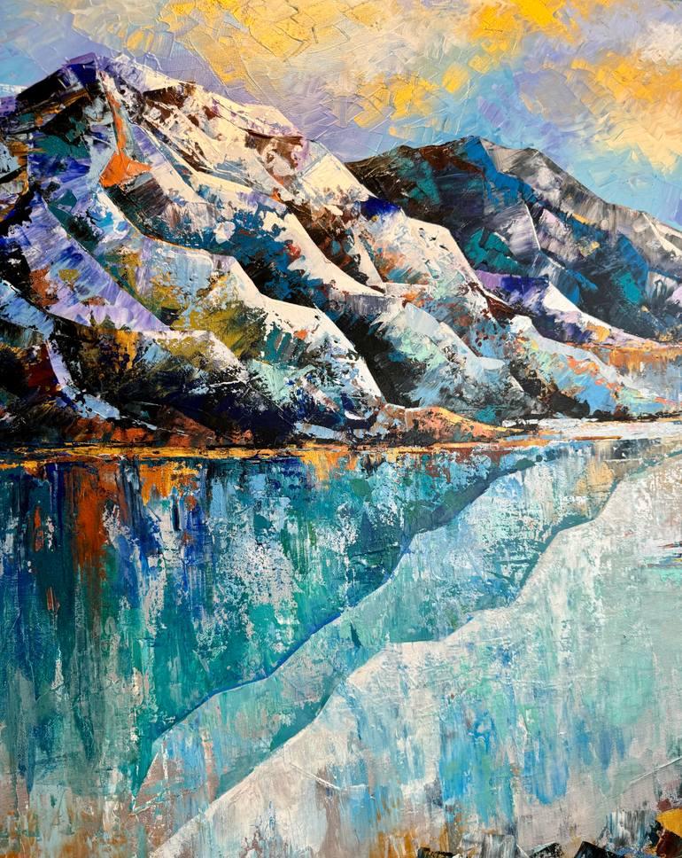 Original Art Deco Landscape Painting by Natalia Rozhdestvenskaya