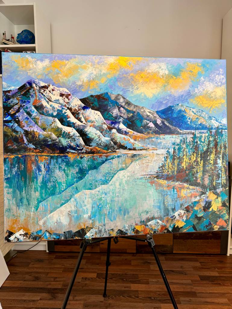 Original Art Deco Landscape Painting by Natalia Rozhdestvenskaya