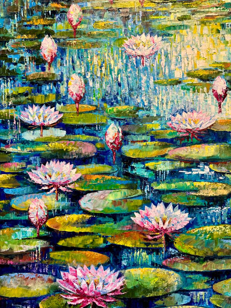 Original Art Deco Landscape Painting by Natalia Rozhdestvenskaya