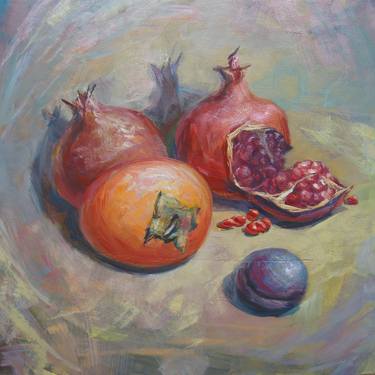 Painting Fruit. Pomegranate. Kichen fruit oil painting. thumb