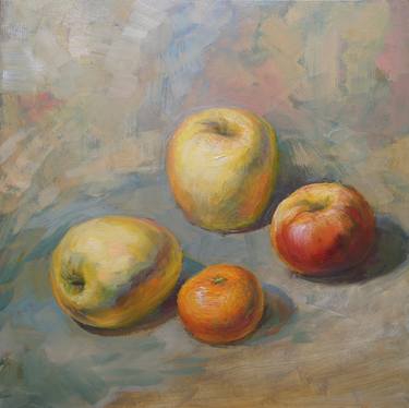 Apples. Painting Fruit. Kichen fruit oil painting. Realistic thumb