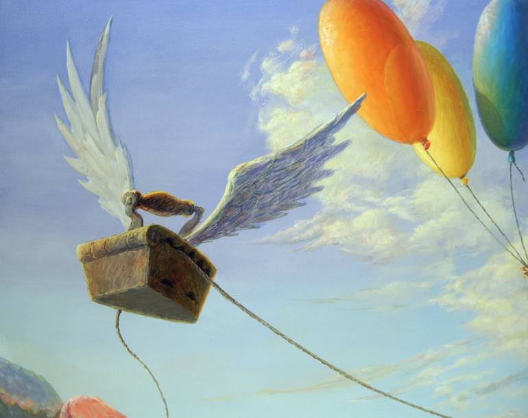 Original Surrealism Children Painting by Michael Michajlov