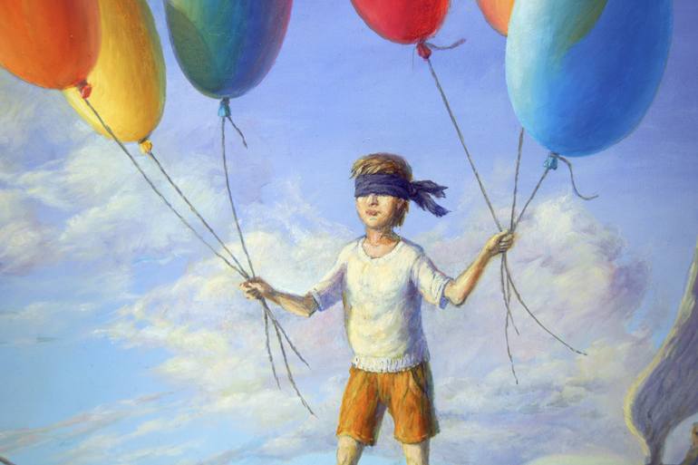 Original Surrealism Children Painting by Michael Michajlov