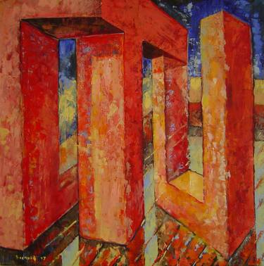 Original Abstract Expressionism Architecture Paintings by Anton Barnard