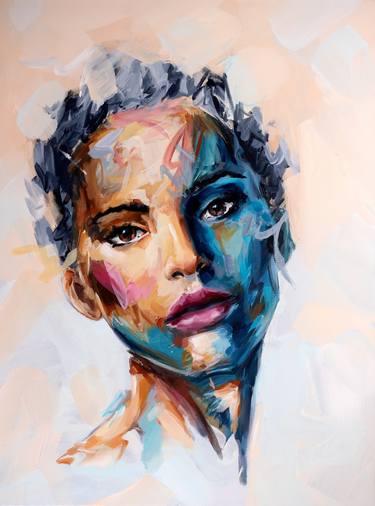 Original Abstract Expressionism Portrait Paintings by Ferenc Racz