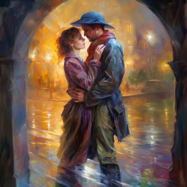 couple painting in the style of Daniel Gerhartz thumb