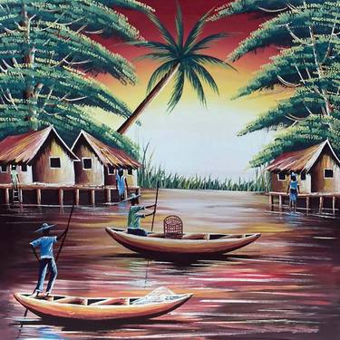 Print of Rural life Paintings by Chukwuma Onyechere