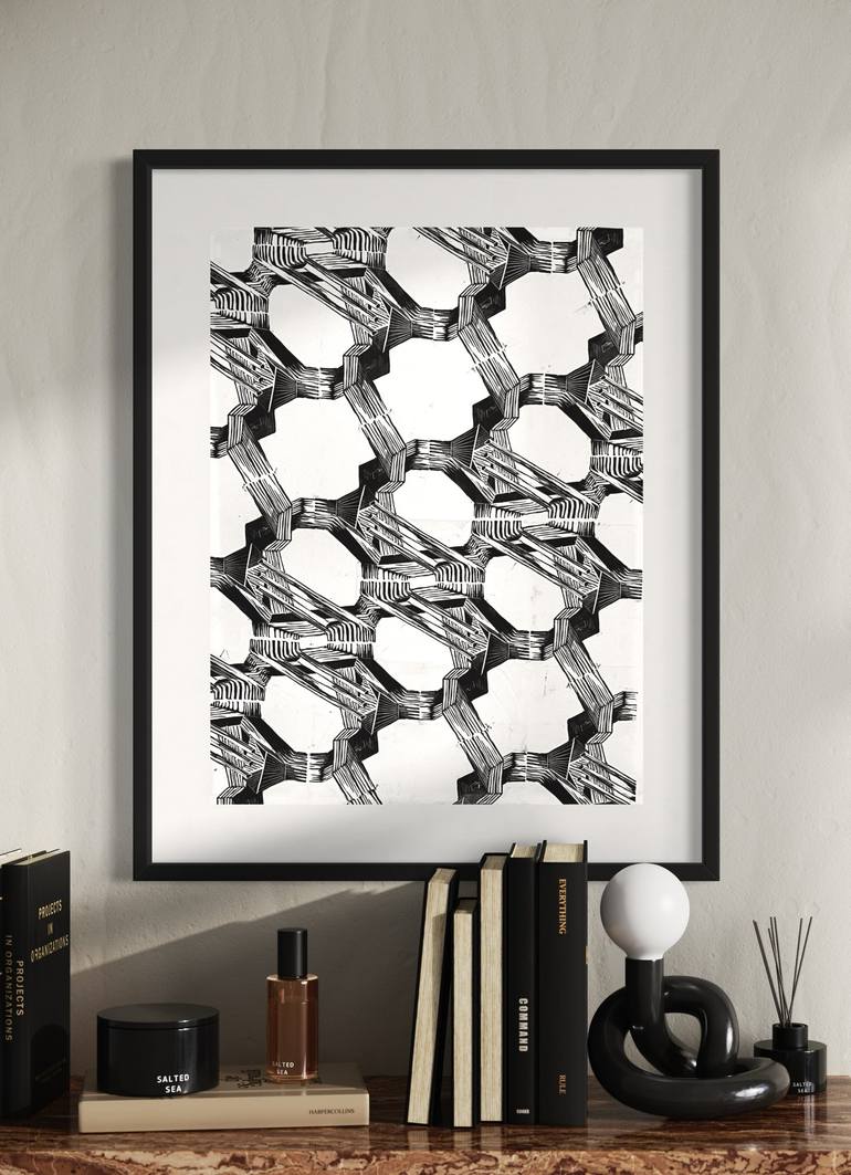 Original Conceptual Geometric Printmaking by Michael E Voss