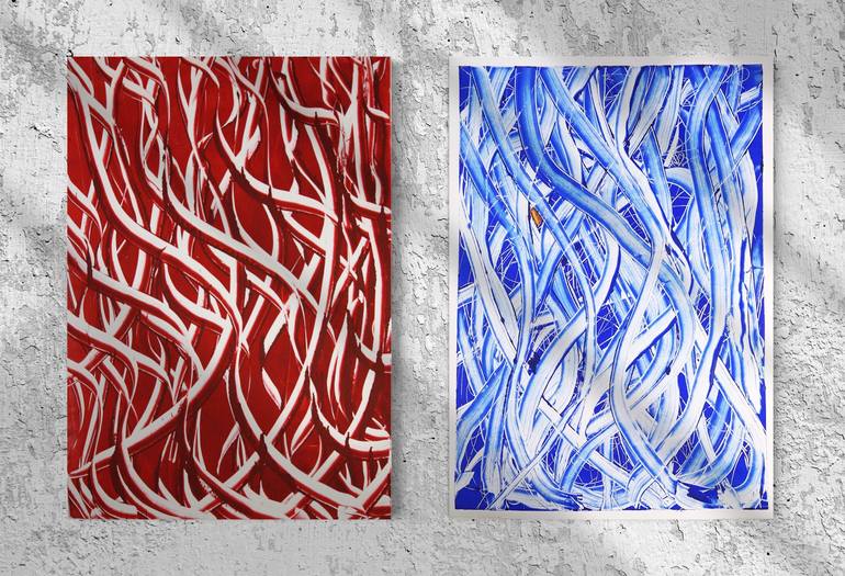Original Abstract Expressionism Patterns Printmaking by Michael E Voss