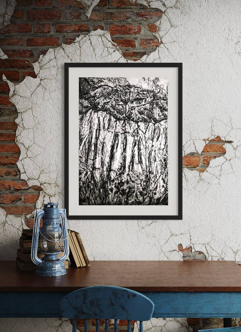 Original Abstract Expressionism Landscape Drawing by Michael E Voss