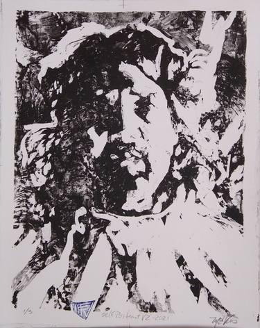 Original Abstract Expressionism Portrait Printmaking by Michael E Voss