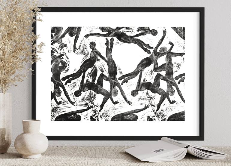 Original Abstract Expressionism Body Printmaking by Michael E Voss