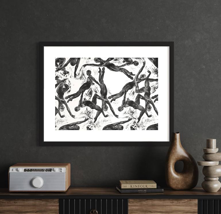 Original Abstract Expressionism Body Printmaking by Michael E Voss