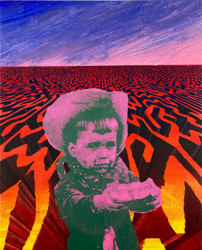 Original People Printmaking by Michael E Voss | Conceptual Art on Acrylic | No Thank You, Leon - 1