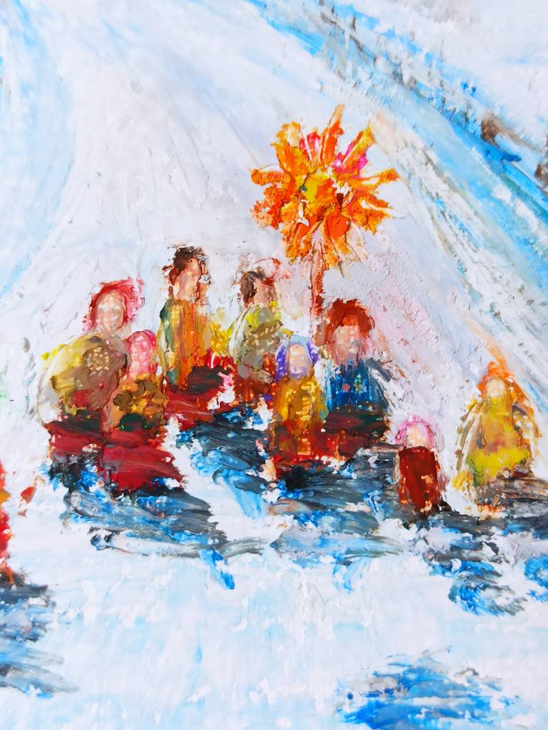 Original Folk Rural Life Painting by Natalia Buhaienko