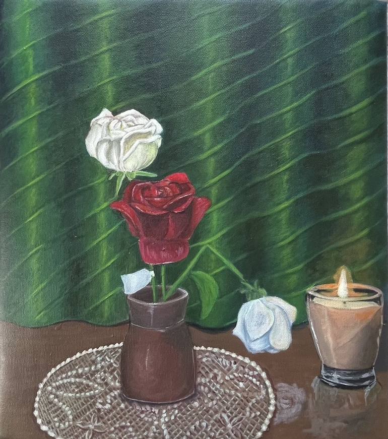 Original Realism Floral Painting by Izzah Khan
