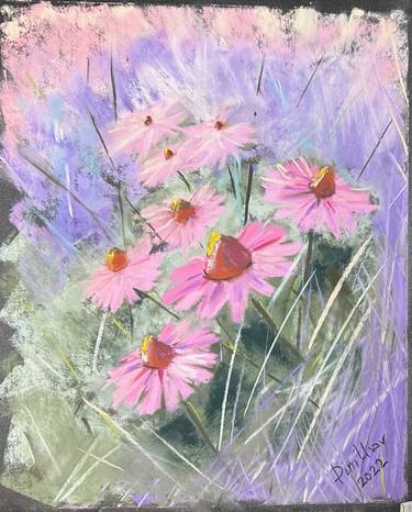 Hedgehog coneflower Original Pastel Painting 8,5x11.5 thumb